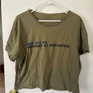 Bob Dylan Cropped Olive Green Graphic Tee